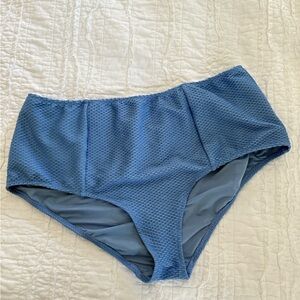 Aerie Textured Blue High-Waisted Bikini Bottom